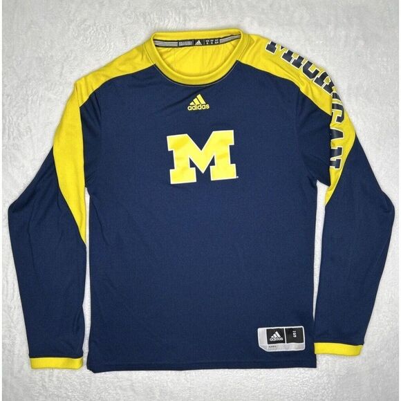 Adidas Michigan Wolverines Shirt Men’s Small Blue Yellow Pullover - Picture 1 of 9